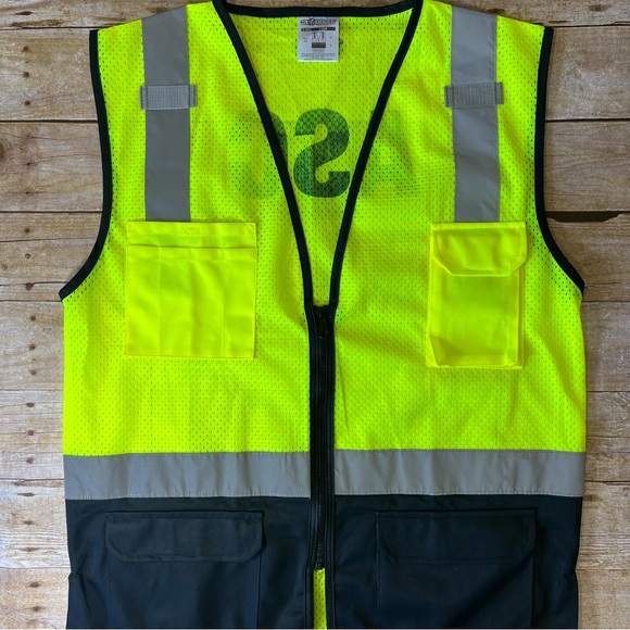 ML Kishigo Size Large Safety Works Neon Yellow Reflective Vest - Picture 4 of 6